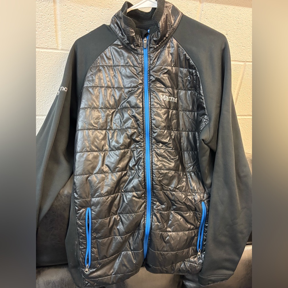 Marmot Men's Black Jacket with Blue Accents
